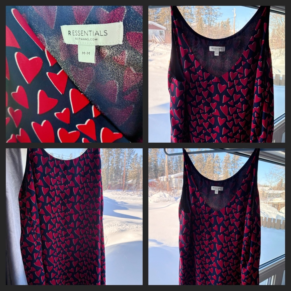 Reitmans Navy and Red Heart Tank Style Blouse